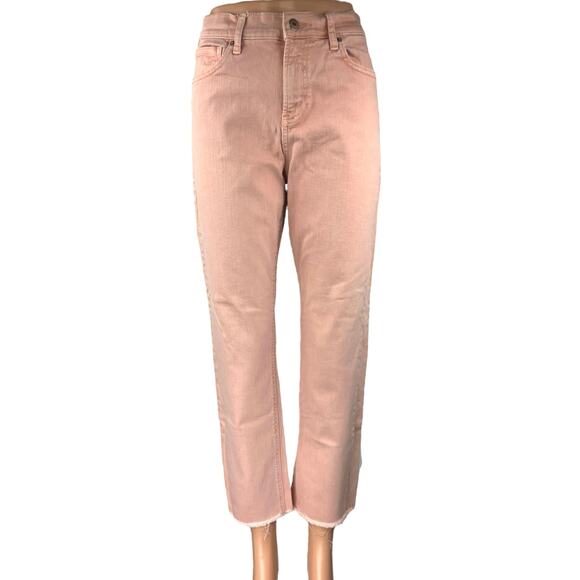 Old Navy Perfect Straight Women's Pink Mid Rise Casual Cropped Denim Jeans Sz 8 - Picture 1 of 5